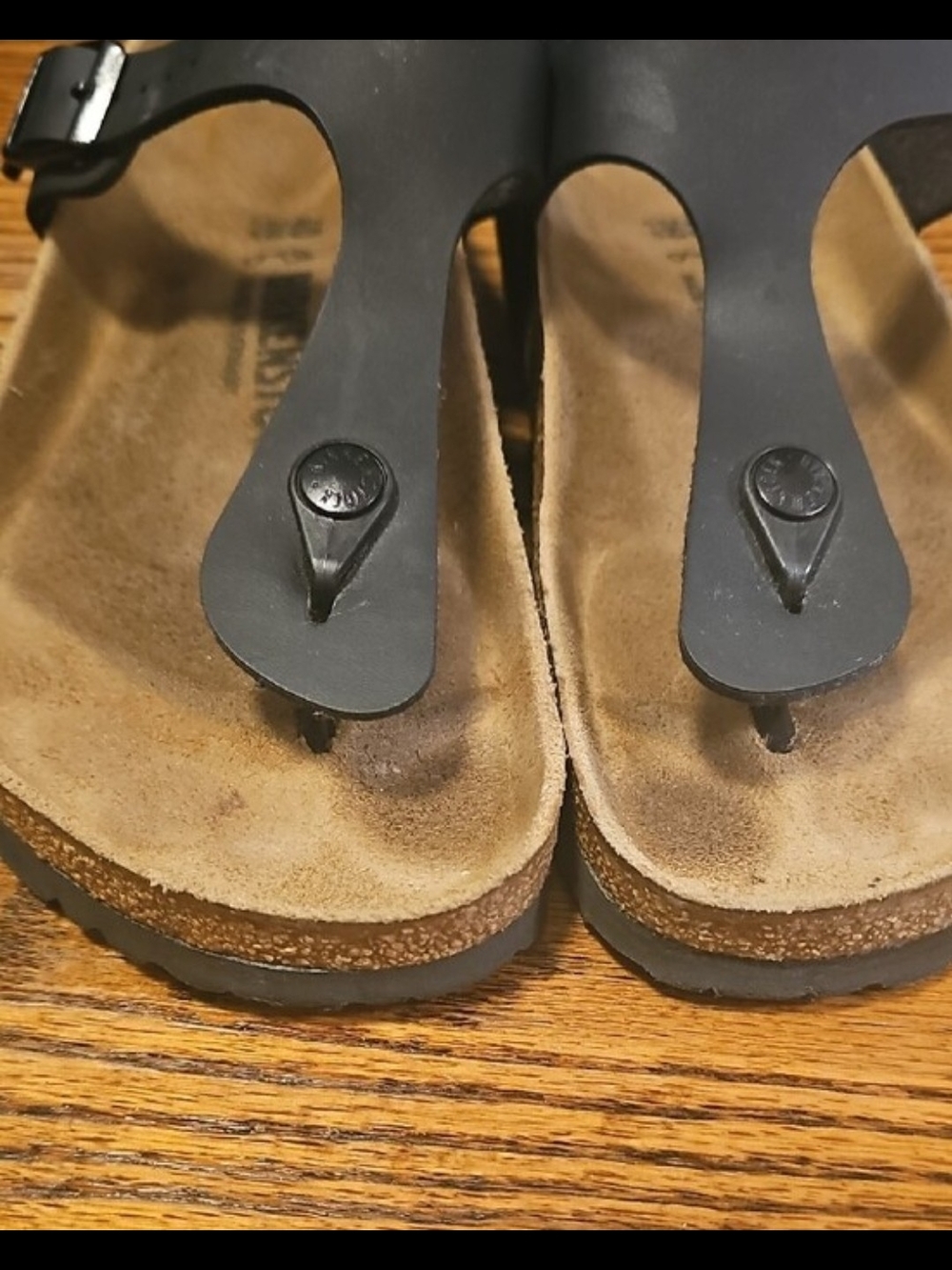 Birkenstock Black Thong Sandals with Cork Footbed
